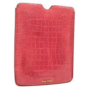 Miu Miu iPad Case Leather Pink Auth 121106